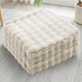 JKMAX 2 Pcs High Density Foam Floor Pillow - Upgraded Large Pillows Seating for Adults - Outdoor Floor Cushion with Soft Tufted Cover - Yoga Pillows for Sitting On Floor - 22 Inch Almond White
