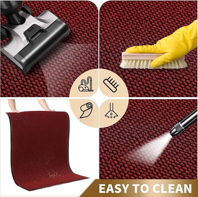 Yimobra Doormat Outdoor Indoor Entrance 47 x 24, All-Season All-Weather Front Door Mat, 100% Waterproof Welcome Matt for Floor Garage Outside Entry, Stain and Fade Resistant,Black Red