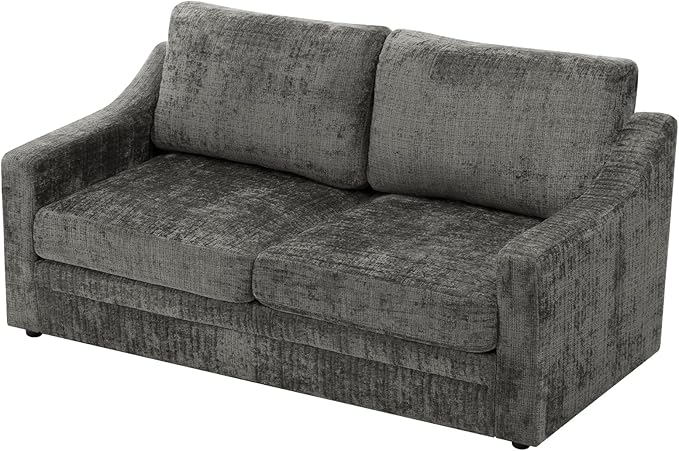 ACMEASE 67” Chenille 2-Seat Sofa w/Comfortable Back Cushions, Modern Love Seat w/Deep Seat Space, Upholstered 2 Seater Couch w/High Resiliency Foam for Living Room, Office Grey
