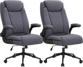 ralex-chair 2 Pack Big and Tall Office Chair -500 lb Heavy Duty Office Chair for Big Man, Fabric High Back Executive Office Desk Chair with 120° Tilt Rock,Computer Desk Chair with flip up arm - Grey