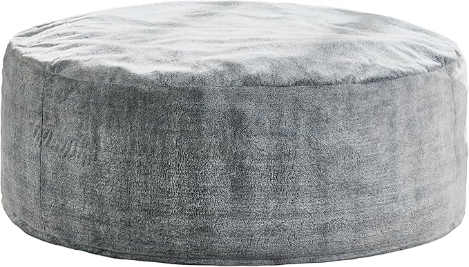 Hobestluk Bean Bag Chairs Giant Beanbag Chair with Filler, Memory Foam Bean Bags with Fluffy & Machine Washable Cover, Bean Bag Chairs for Aduts for Living Room, Bedroom (Grey, 5FT - 50” x 50” x 24”)