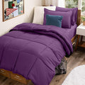 Bare Home Bed-in-A-Bag 5 Piece Comforter & Sheet Set - Twin XL - Goose Down Alternative - Ultra-Soft 1800 Premium Bed Set (Twin XL, Plum/Plum)