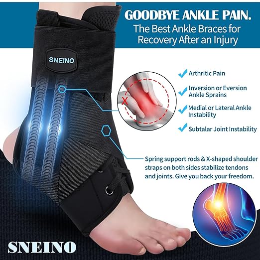 SNEINO Lace up Ankle Brace for Women & Men - Ankle Support Brace for Sprained Ankle, Ankle Stabilizer for Achilles,Tendon,Sprain,Injury Recovery, Sports, Running, Basketball, (X-Large)