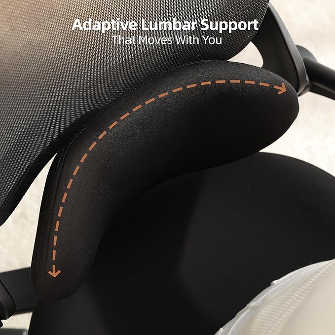 CabLady S2 Petite Ergonomic Office Chair for Women, Small Frame Desk Chair with Adjustable Lumbar, Headrest & Footrest, Space-Saving Flip-Up Armrests