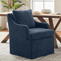 VKNOW Upholstered Dining Chairs, Modern Kitchen Chairs Dinner Chairs with 4 Casters, Linen Armchair for Bedroom Reading Room Living Room, Navy