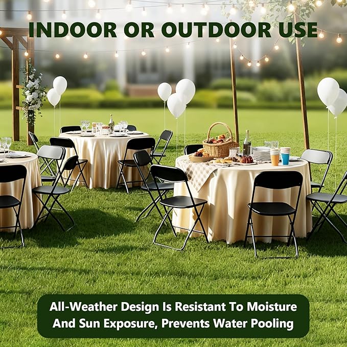 Plastic Folding Chair 10 Pack, Black Foldable Chairs with 350 lbs Capacity, Indoor Outdoor Heavy Duty Metal Folding Chairs, Portable Chairs for Home, Office, Party, Wedding,Patio