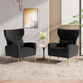 Nalupatio Modern Accent Chairs for Set of 2 Upholstered Velvet Fabric Reading Chair Mid Century Arm Chair Comfy Armchair for Living Room,Black