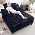 54.8" W Oversized Chaise Lounge Chair Indoor with 5-Position Adjustable Backrest, Plush Sleeper Sofa Bed with Pillows, Upholstered Cloud Couch Chair for Living Room, Study Room, Navy Blue