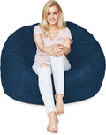 Lumaland Luxurious 4ft Bean Bag Chair with Microsuede Cover - Ultra Soft, Foam Filling, Washable Medium Bean Bag Sofa for Kids, Teenagers, Adults, Pets - Sack Chair for Dorm, Kid's Room - Navy Blue
