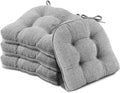 Basic Beyond Chair Cushions for Dining Chairs 4 Pack, Chair Cushion with Ties and Non Slip Backing, 15.5 x 15.5 inches Tufted Chair Pads for Dining Chairs(Light Grey)