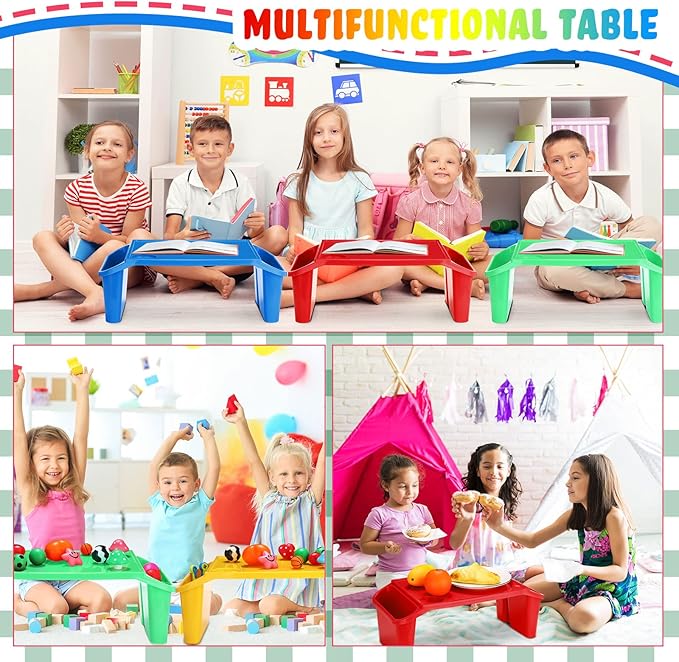 Kisston 12 Pcs Kids Lap Desk Bulk Tray Lap Table Bed Table Plastic Desk with Extra Storage Space Activities Children Portable for Kids Students Work Study School Classroom(Colorful)