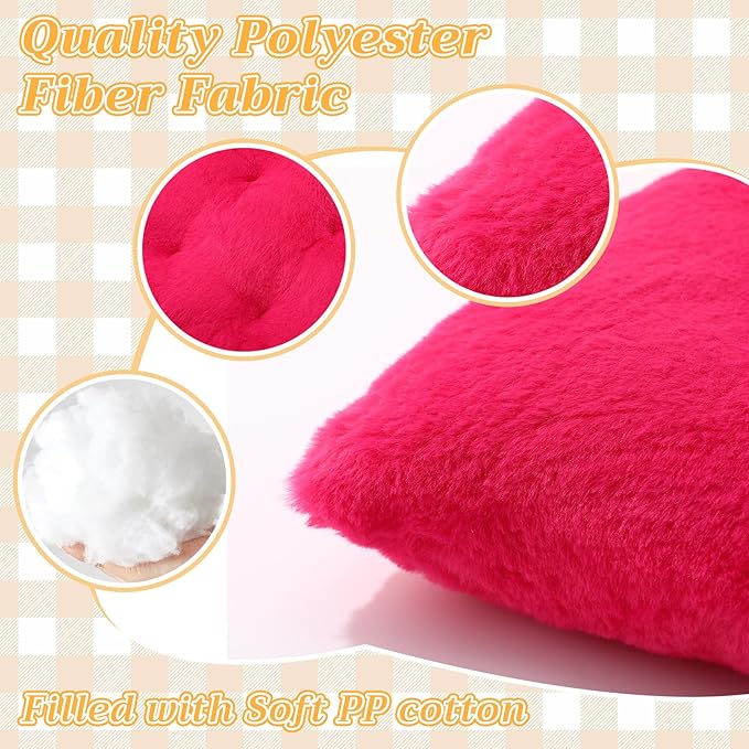 12 Pcs Faux Rabbit Fur Floor Pillows for Adults 15.7'' Large Floor Cushions 2.4'' Thick Soft Sitting Pillows Meditation Yoga Winter Family Party Classroom Tatami Nursery Chair Home