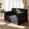 Folding Sofa Bed,Convertible Sofa Bed with Armrest Foldable Sleeper Chair, Portable Folding 4-in-1 Floor Sofa with Convertible Lounge Chair for Living Room,Bedroom,Washable Cover,Black Single