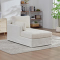 KEIKI 60" Chaise Lounge Chair Indoor, Modern Deep Seat Sofa Bed, Corduroy Couch with Cushions, Single Sleeper Chair for Living Room, Bedroom, Apartments, Lvory (Left Side)