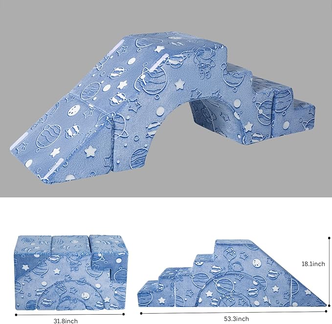MeMoreCool Foam Climbing Toddler Couch – Modular Kids Sofa with Slide & Stair | Convertible Baby Couch for Playroom, Sectional Furniture for Crawling, Climbing, Kids’ Play