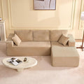 Afuson 107" Boneless Couch with Deep Seat, Modular Sectional Sofa, Cloud Sectional Couch for Living Room, No Assembly Required, Corduroy, L-Shape Right, Camel