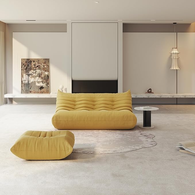 Bean Bag Chair for Adults, Fireside Chair Lazy Floor Sofa, Modern Corduroy Fabric Caterpillar Sofa Couch, Armless Foam Lounger Tatami Recliner Bean Bag Couch for Living Room Bedroom Dorm Office