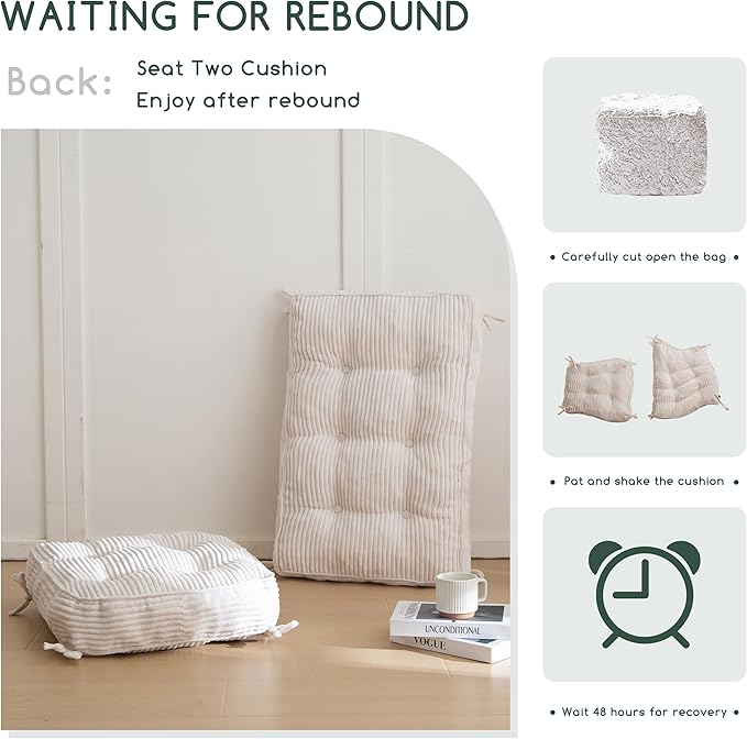 HIGOGOGO Rocking Chair Cushion with Corduroy Cover (Without Chair), 46 x 18 Inch Supportive Cushion, Overstuffed Chair Cushion,Beige
