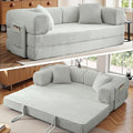 Chorlenimi Boneless Couch Futon Sofa Bed Sectional Couches for Living Room,Cloud Couch with Sleeper Sofa,Sofas for Living Room Oversized Corduroy Upholstered (Light Grey, 81 Inches (with Iron Frame))