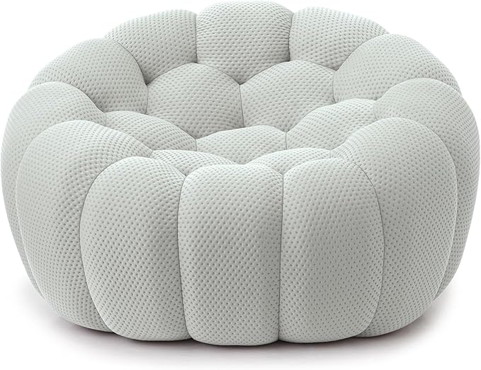 JACH 49.21'' Modern Lazy Floor Sofa, Oversized Bubble Couch Chair, Upholstered Mesh Fabric Bubble Sofa, 3D Honeycomb Shape Curved Couch for Living Room/Office/Apartment/Small Space (Light Grey)