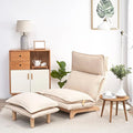 Floor Chair Single Lazy Sofa Leisure Balcony Reclining Japanese Tatami Adjustable Recliner with Ottoman for Living Room, Bedroom, Indoor Use (Stacked Footstool, Beige)