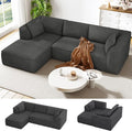 Vesgantti 106" Boneless Couch with Chaise, Deep Seat Comfy Cloud Modular Sofa Corduroy Memory Foam Sectional Couches for Living Room Bedroom, No Assembly Required (Grey, Left-Facing Chaise)