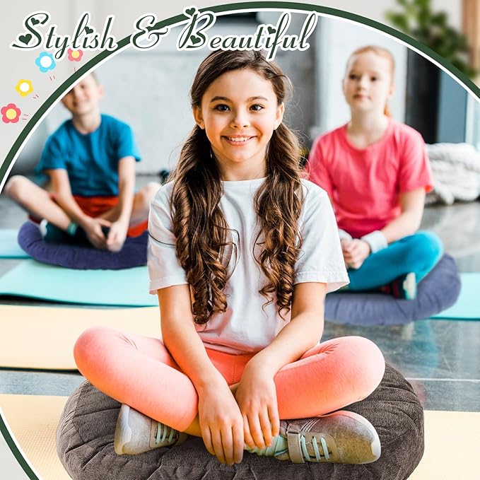 Jerify Floor Pillow Cushions 22 x 22 Inch Round Square Large Meditation Floor Pillow for Classroom Adult Meditation Picnic Party Cushion for Seating Gift Christmas(Round,Dark Colors,6 Pcs)