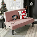 STHOUYN Mini Small Comfy Couch Armless Loveseat Sofa for Bedroom with USB Port, Velvet Couches for Small Spaces Living Room, Apartment Office Dorm (Pink)