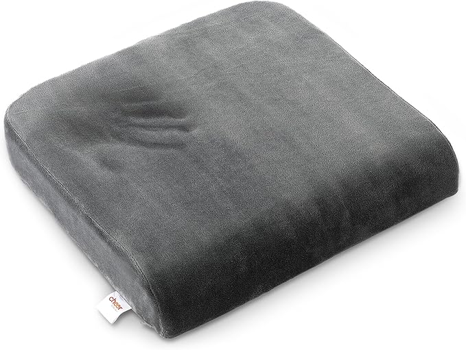 Cheer Collection Extra Large Seat Cushion | Memory Foam Comfort Pad for Prolonged Sitting with Removable Washable Cover