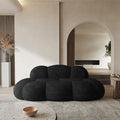 WJShome 90" Modern Curved Cloud Shaped Couch for Living Room,Lazy Floor Couch, Boucle LoveSeat 3 Seater Sofa, Cozy Leisure Boneless Couches for Bedroom, Apartment-No Assembly Required (Black)