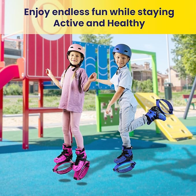 New Bounce Jumping Shoes for Kids - Premium Moon Boots - Durable Kangaroo Jumpers - Strong, Safe and Adjustable Fit, Perfect for Exercise and Fun - New & Improved Edition (Small,Pink)