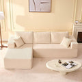 Afuson 107" Boneless Couch with Deep Seat, Modular Sectional Sofa, Cloud Sectional Couch for Living Room, No Assembly Required, Corduroy, L-Shape Left, White