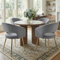 COMULER Grey Velvet Dining Chairs Gold Legs, Modern Dining Room Chairs with Arms Set of 4 Upholstered Accent Chair Armchair with Barrel Back for Kitchen Living Room