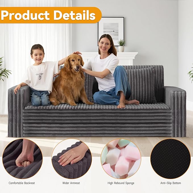 HABUTWAY Folding Sofa Bed, 2 in 1 Convertible Sleeper Chair with 2 Pillows, Portable Fold Out Chair Bed with Armrest, Comfy Floor Couch, Lazy Sofa for Living Room Bedroom Dorm Home Office