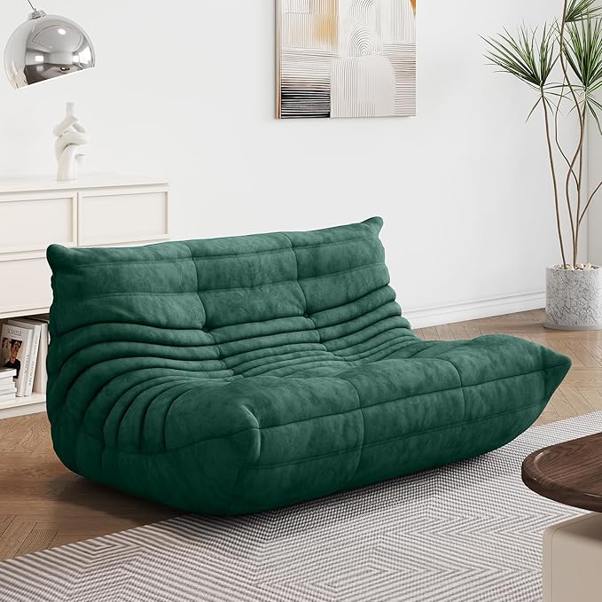 Bean Bag Chair - Corner Sofa, Fireside Chair Bean Bag Sofa Large Bean Bag Chair for Adults,Fireside Floor Couch for Living Room, Bedroom, Gaming (Yellow, Single) (Green, Loveseat)