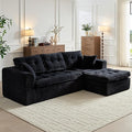 Cloud Modular Sectional Couches for Living Room and Bedroom, Boneless Couch with L-Shape Chaise Modern Deep Seat Floor Sofa,Plush Corduroy, No Assembly Required(Black)