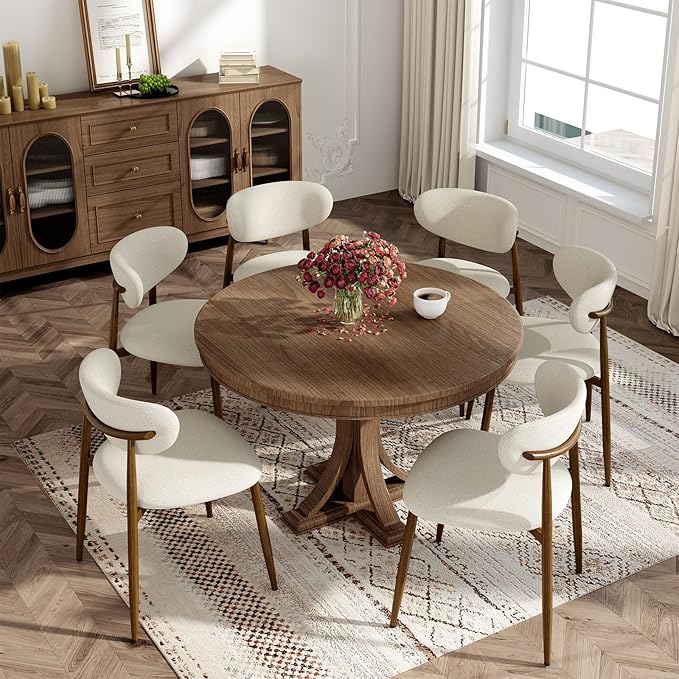 Dining Chairs Set of 2, Curved Back Kitchen Room Chairs with Metal Legs and Anti Slip Pads, Upholstered Dining Chair for Home and Restaurant, Beige