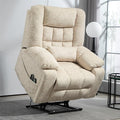 27in Extra Wide Recliner Chair for Big Man 400lbs, Oversized Power Lift Chair with Heat and Massage Hidden Cup Holder, Adjustable Headrest, Backrest, Lumbar & Footrest for Elderly, Cream