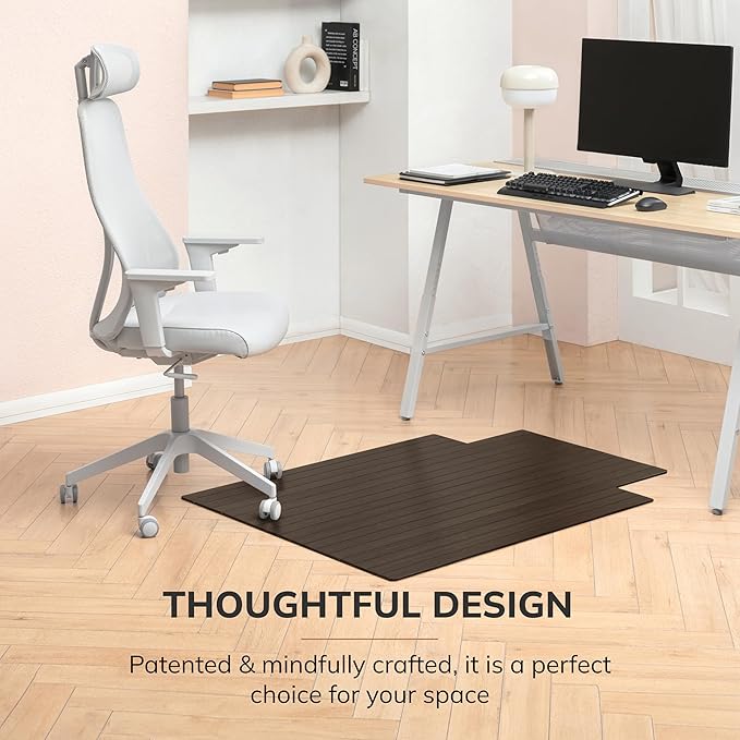 Anji Mountain Office Chairmat Thickest & Sturdy Bamboo Chairmats Highly Premium Quality Anti-Slip Heavy Duty for Multi-Purpose Hardwood Floor Office & Home Floor Protector Office Chair mat-5mm Thick