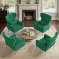 Nalupatio Modern Accent Chairs for Set of 4 Upholstered Velvet Fabric Reading Chair Mid Century Arm Chair Comfy Armchair for Living Room,Green