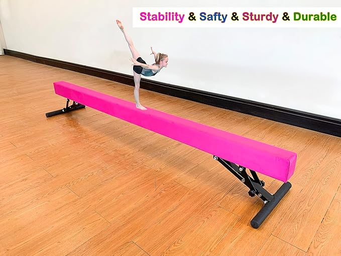MARFULA Adjustable Balance Beam 8 ft Gymnastic Beam Adjustable Height for Kids and Teenage of All Gymnastic Levels, Gymnastic Training Beam Gymnastic Equipment for Athlete Home and Gym Club Use
