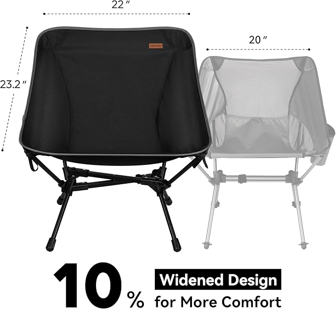 TOBTOS Ultralight Camping Chair, Portable Folding Chair Support 330 lbs, Compact Backpacking Chair with Carry Bag for Hiking Travel (Black)