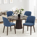 COLAMY Upholstered Dining Chairs Set of 4, Modern Kitchen Chairs with Back, Leather Side Dining Room Chairs with Wood Legs for Kitchen Dining Room Restaurant,Blue