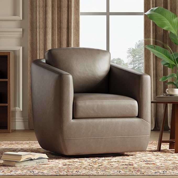 MALOL 360° Swivel Accent Chair Set of 2 with Pillow - Comfy Living Room Armchair No-Sag Foam & Sturdy Metal Base, Fully Assembled Swivel Accent Single Sofa for Bedroom Living Room, Office, Wolf Grey