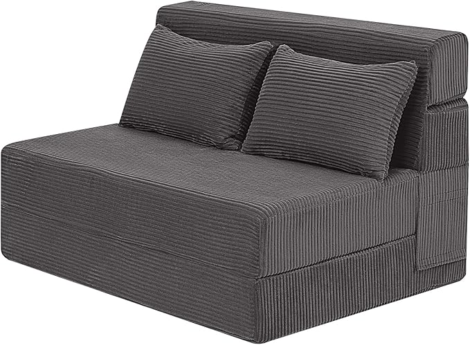 MeMoreCool Boneless Folding Sofa Bed – Corduroy 4-in-1 Convertible Chair, Fold-Out Futon Couch Bed for Living Room or Guest Use | Machine-Washable Covers | Comfy Foam Mattress