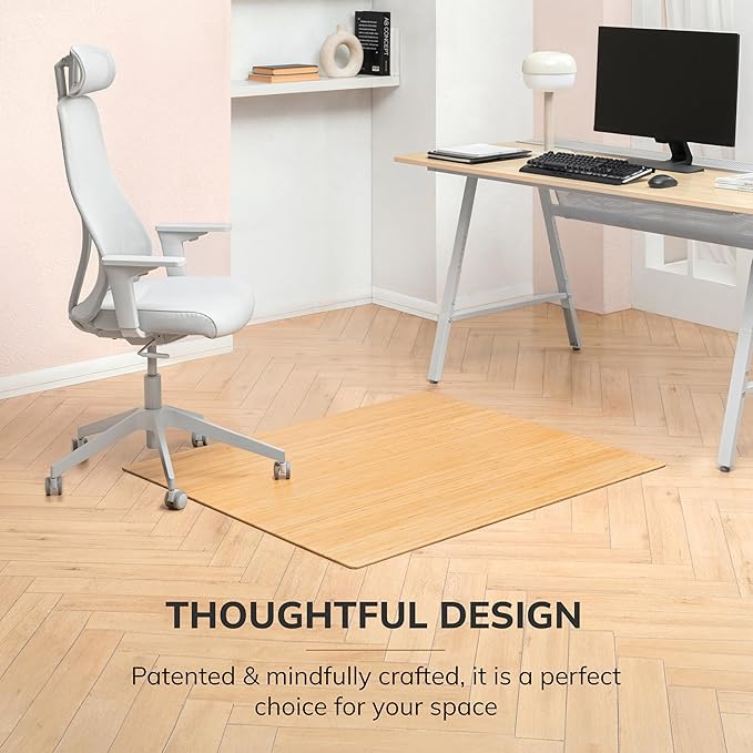 Anji Mountain Office Chairmat Thickest & Sturdy Bamboo Chairmats Highly Premium Quality Anti-Slip Heavy Duty for Multi-Purpose Hardwood Floor Office & Home Floor Protector Office Chair mat-5mm Thick