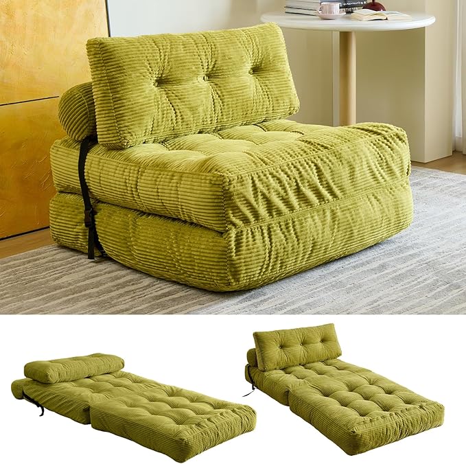 Convertible Sofa Bed & Couch Bed - Oversized Adult Sleeper Chair & Bean Bag Chair, Foldable Floor Bed with Backrest, Comfortable Lazy Sofa for Bedroom, Living Room & Dorm