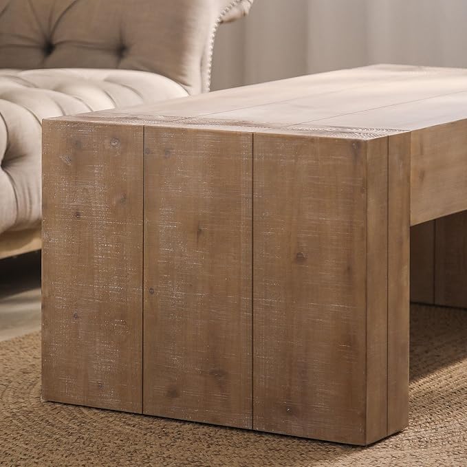 49" Rustic Wood Coffee Table,Modern Farmhouse Rectangular Table for Living Room