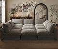 Cloud Modular Sectional Sleeper Sofa with Storage Ottoman, 128" Oversized Sectional Couches for Living Room, Cloud Modular Sleeper Sofa with Chaise, 9 Seater, Chenille, Light Gray