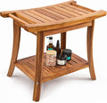 Tinamo 22" Teak L Shower Bench Seat for Inside Shower - 400Lbs Capacity - Wooden Shower Bench with Shelf - Bathroom Bench and Teak Shower Stool for Spa and Bath - Wood Bench for Relaxing Bath